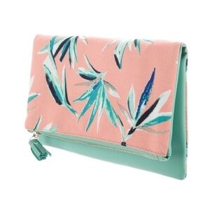 Rachael Pally Reversible Tropical Clutch Pink & Mint Green Resortwear Preppy